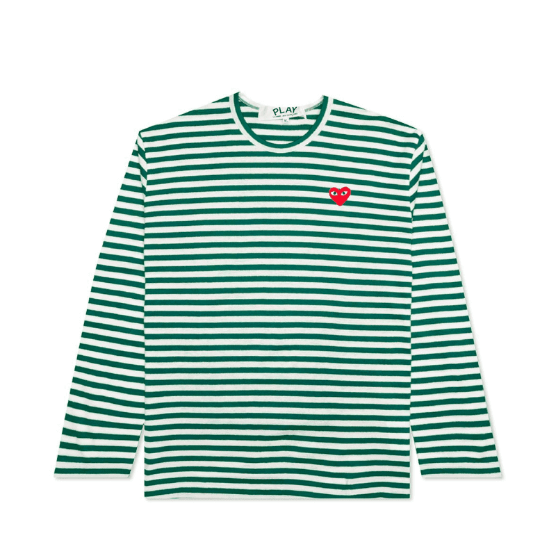 STRIPED LONG SLEEVE T-SHIRT WITH SMALL RED HEART - Comme des Garçons PLAY