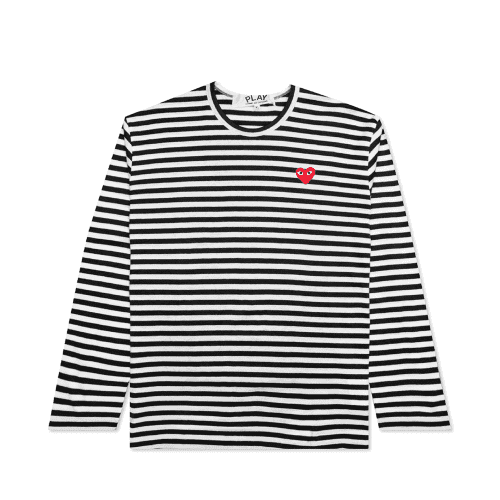 STRIPED LONG SLEEVE T-SHIRT WITH SMALL RED HEART - Comme des Garçons PLAY